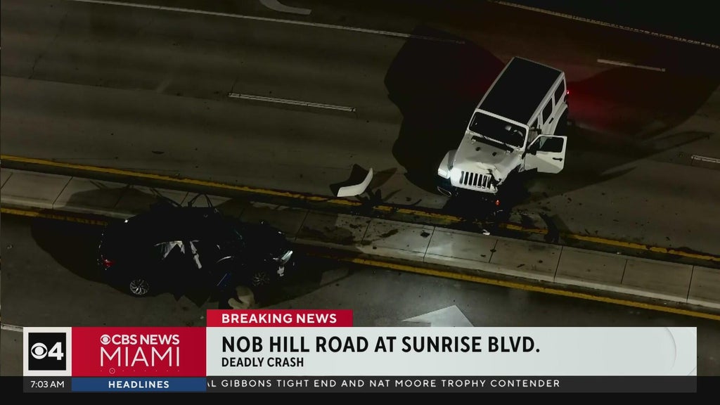 Driver killed in early morning crash in Sunrise, road closures reported — CBS Miami, Aventura Schools news