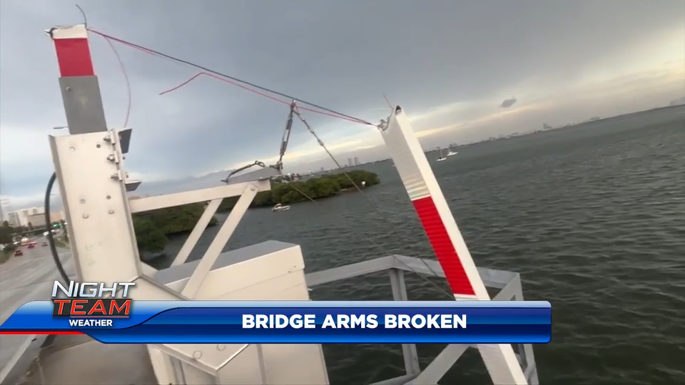 Strong gusts snap traffic arms on 79th St. Causeway drawbridge as heavy storm drenched South Florida — WSVN 7 Miami-Dade, Aventura Community news
