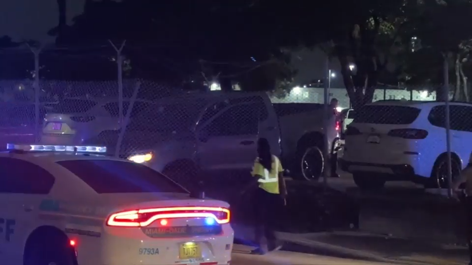 Driver of stolen pickup truck arrested after striking MDSO cruiser, crashing into fence near MIA — WSVN 7 Miami-Dade